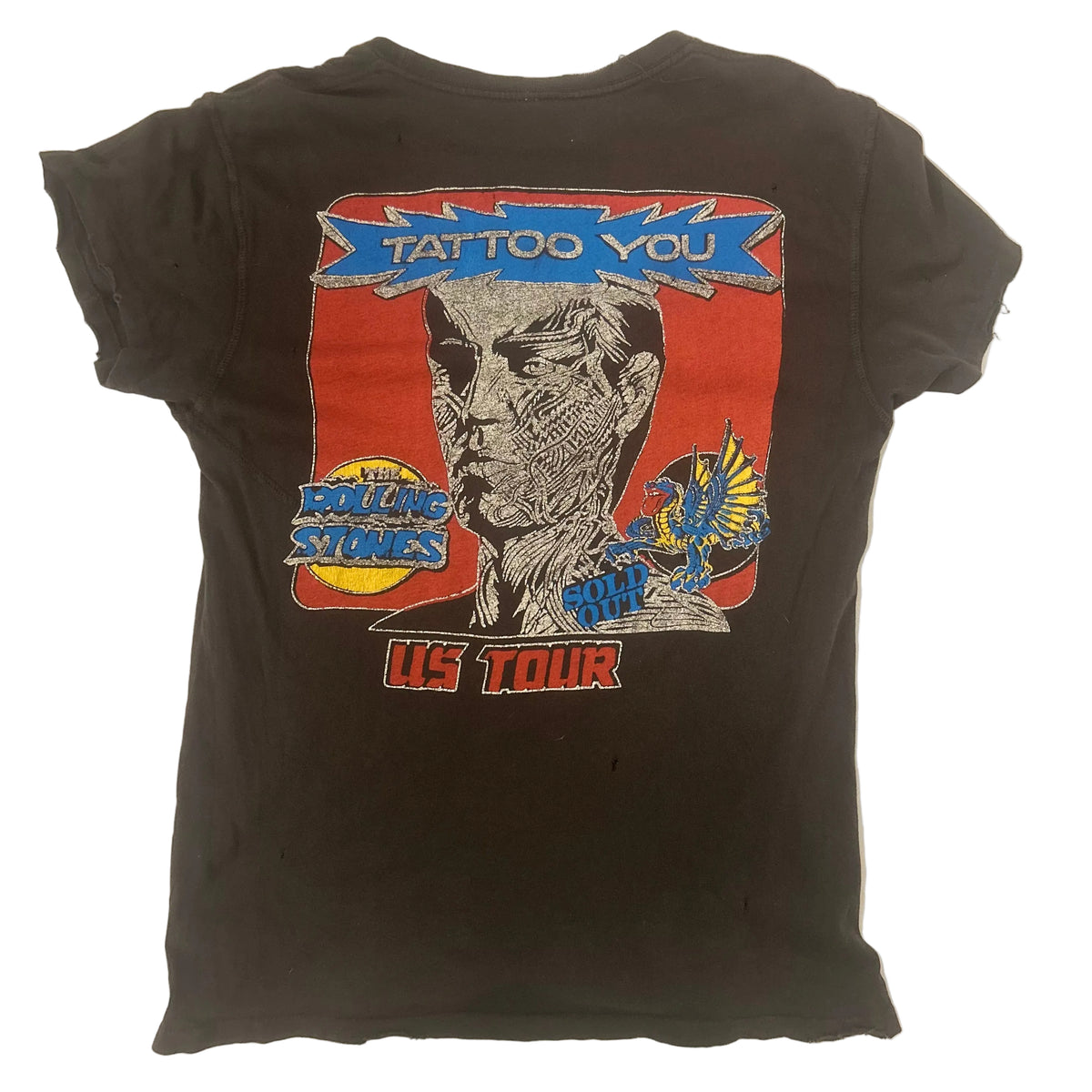 Rolling Stones Tattoo You Tour T Shirt Black Distressed Rock Band Tee